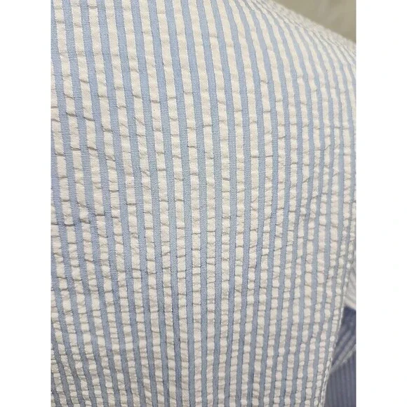 Women’s  Blue/White Striped Ruffle Detail  seersucker Button Up Blouse size XXL - Picture 7 of 9